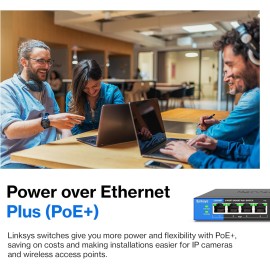 Linksys LGS108P - Switch - unmanaged - 4 x 10/100/1000 (PoE+) + 4 x 10/100/1000 - desktop, wall-mountable - PoE+ - AC 100/230 V - 2 years warranty