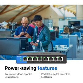 Linksys LGS108P - Switch - unmanaged - 4 x 10/100/1000 (PoE+) + 4 x 10/100/1000 - desktop, wall-mountable - PoE+ - AC 100/230 V - 2 years warranty