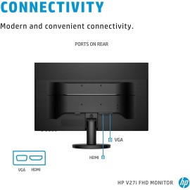 HP v27i - LED monitor - 27" - 1920 x 1080 Full HD (1080p) @ 75 Hz - IPS - 250 cd/m² - 1000:1 - 5 ms - HDMI, VGA, DisplayPort