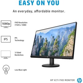 HP v27i - LED monitor - 27" - 1920 x 1080 Full HD (1080p) @ 75 Hz - IPS - 250 cd/m² - 1000:1 - 5 ms - HDMI, VGA, DisplayPort