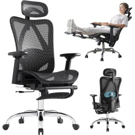 Ergonomic Office Chair, ‎DFLIVE SGS Certified Gas Cylinder, B0CN8HL597 400 LBS Capacity,Office Chair with Adjustable Lumbar Support, Retractable Footrest, Mesh Office Chair Gaming Chair