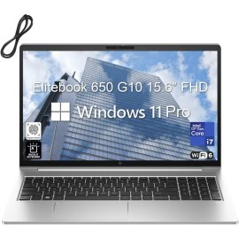 HP Elitebook 650 G10 15.6" FHD Business Laptop Computer, 13th Gen Intel 10-Core i7-1355U, 32GB DDR4 RAM, 1TB PCIe SSD, WiFi 6E, BT 5.3, Backlit KB, Fingerprint Reader, Windows 11 Pro, AZ-XUT Cable