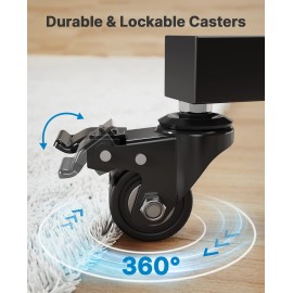 HUANUO TV Stand with Power Outlet, Rolling TV Stand for 32-85 Inch Flat/Curved LED TVs, Tilt TV Cart with Adjustable Shelf, Mobile TV Stand on Wheels Holds up to 132 lbs Max VESA 600x400mm