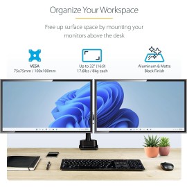 StarTech.com Desk Mount Dual Monitor Arm - Full Motion Monitor Mount for VESA Displays up to 32