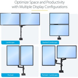 StarTech.com Desk Mount Dual Monitor Arm - Full Motion Monitor Mount for VESA Displays up to 32