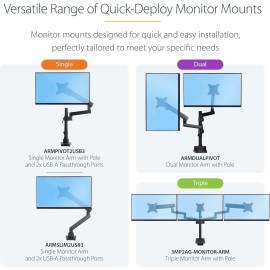 StarTech.com Desk Mount Dual Monitor Arm - Full Motion Monitor Mount for VESA Displays up to 32