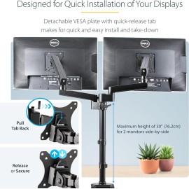 StarTech.com Desk Mount Dual Monitor Arm - Full Motion Monitor Mount for VESA Displays up to 32