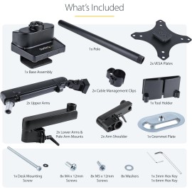 StarTech.com Desk Mount Dual Monitor Arm - Full Motion Monitor Mount for VESA Displays up to 32