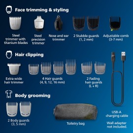 Philips Norelco Multigroom 5000 Series, All-in-One Shaver, Beard Trimmer and Hair Clipper, 18-Piece Men's Grooming Kit for Beard