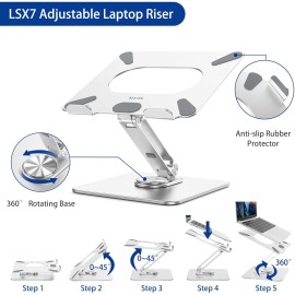 BESIGN LSX7 Laptop Stand with 360° Rotating Base, Ergonomic Adjustable Notebook Stand, Riser Holder Computer Stand