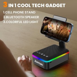 JTEMAN Gifts for Men Women,Cell Phone Stand with Bluetooth Speaker,LED Light,and Lanyard