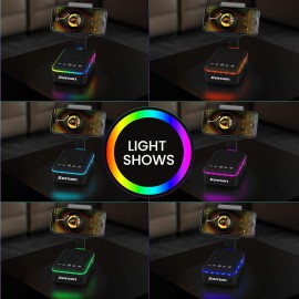 JTEMAN Gifts for Men Women,Cell Phone Stand with Bluetooth Speaker,LED Light,and Lanyard