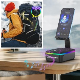 JTEMAN Gifts for Men Women,Cell Phone Stand with Bluetooth Speaker,LED Light,and Lanyard