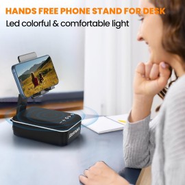 JTEMAN Gifts for Men Women,Cell Phone Stand with Bluetooth Speaker,LED Light,and Lanyard
