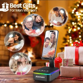 JTEMAN Gifts for Men Women,Cell Phone Stand with Bluetooth Speaker,LED Light,and Lanyard