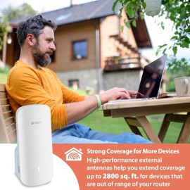 D-Link AX3000 Mesh WiFi 6 Range Extender | Universal Compatibility | 1x Gigabit LAN Port | AI Enabled | Covers up to 2800 sq. ft | Whole Home Booster