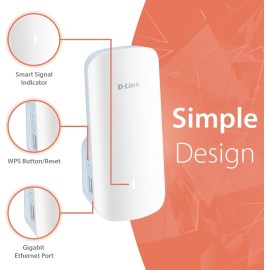 D-Link AX3000 Mesh WiFi 6 Range Extender | Universal Compatibility | 1x Gigabit LAN Port | AI Enabled | Covers up to 2800 sq. ft | Whole Home Booster