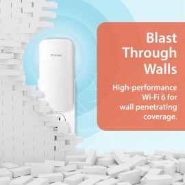 D-Link AX3000 Mesh WiFi 6 Range Extender | Universal Compatibility | 1x Gigabit LAN Port | AI Enabled | Covers up to 2800 sq. ft | Whole Home Booster