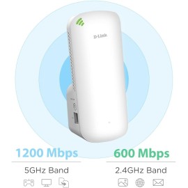 D-Link AX1800 Mesh Wi-Fi 6 Range Extender- Cover up to 2600 sq.ft- Dual Band, MU-MIMO, Mesh, WPA3, Booster, Repeater, Access Point, Extend Wi-Fi in Your Home, Gigabit Port