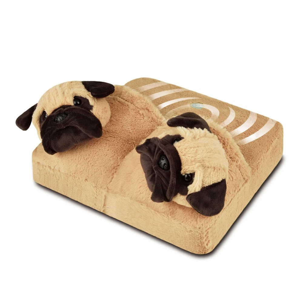 Health Touch Animal Foot Massager, with Relaxing Vibration, Ultra Soft - Dog, Brown Color