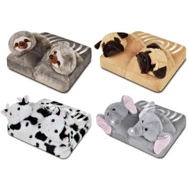 Health Touch Animal Foot Massager, with Relaxing Vibration, Ultra Soft - Dog, Brown Color