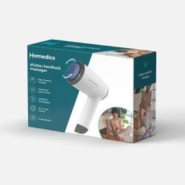 Homedics Shiatsu Handheld Massager, Cordless & Rechargeable, White