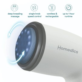 Homedics Shiatsu Handheld Massager, Cordless & Rechargeable, White