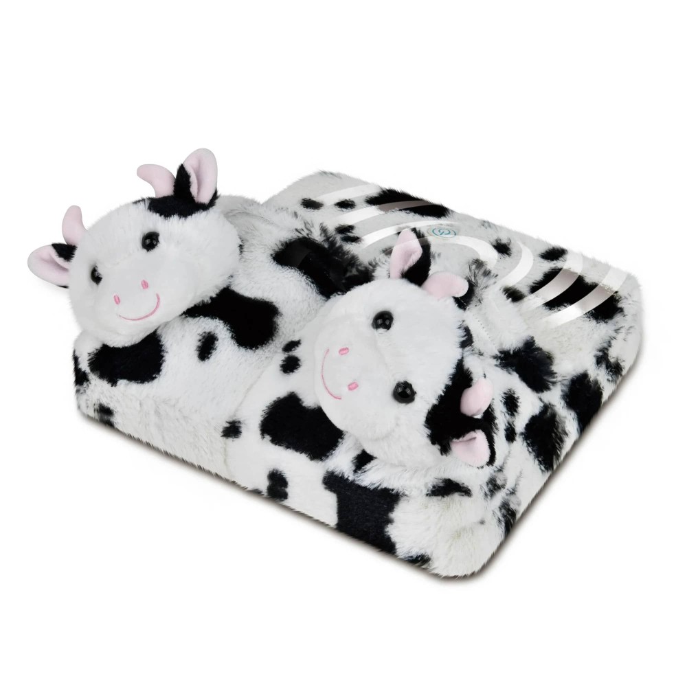 Health Touch Animal Foot Massager with Vibration Relaxation, Ultra Soft - Cow, White and Black Color