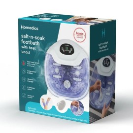 Homedics Salt-N-Soak Footbath with Heat Boost Bundle, Heats Water in Minutes, Vibration Massage Bubbling Foot Soak, Includes Pumice Stone and Gel Socks