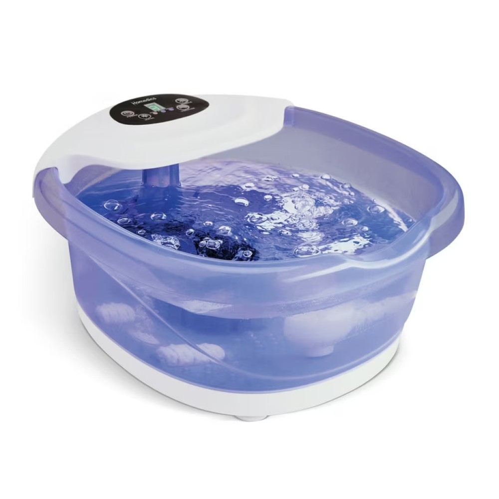 Homedics Salt-N-Soak Footbath with Heat Boost Bundle, Heats Water in Minutes, Vibration Massage Bubbling Foot Soak, Includes Pumice Stone and Gel Socks