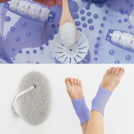 Homedics Salt-N-Soak Footbath with Heat Boost Bundle, Heats Water in Minutes, Vibration Massage Bubbling Foot Soak, Includes Pumice Stone and Gel Socks