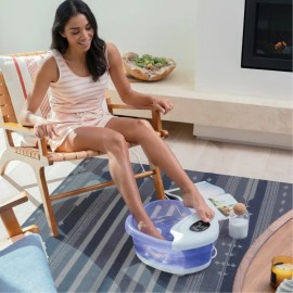 Homedics Salt-N-Soak Footbath with Heat Boost Bundle, Heats Water in Minutes, Vibration Massage Bubbling Foot Soak, Includes Pumice Stone and Gel Socks