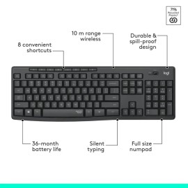 Logitech MK295 Silent - Keyboard and mouse set - wireless - 2.4 GHz - Black