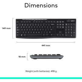 Logitech MK270 Wireless Combo - Keyboard and mouse set - wireless - 2.4 GHz - English - black