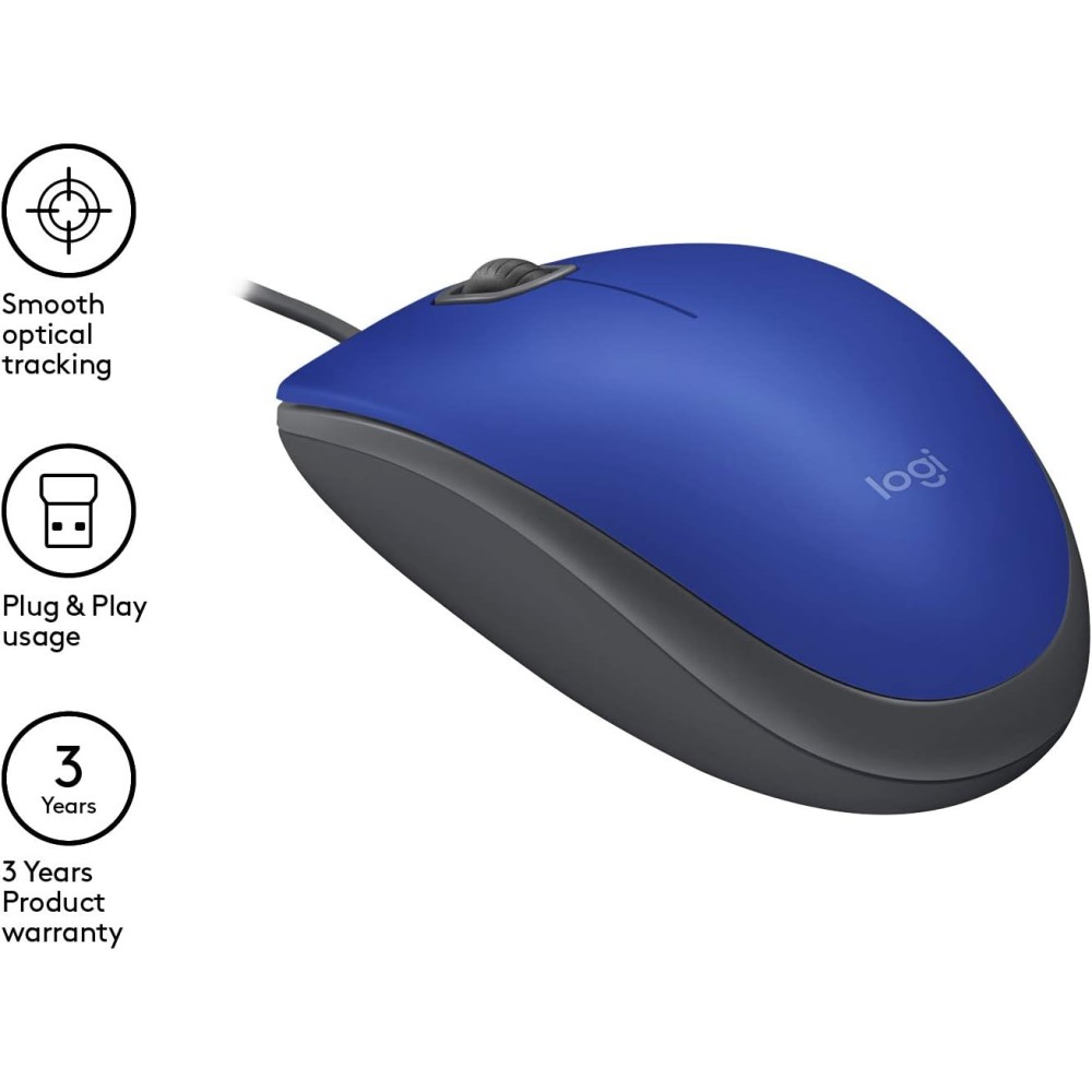Log Mouse Logitech - Mouse - Wired - Blue - M110 Silent - LOG-910006755