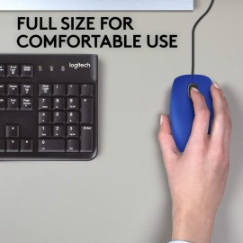 Logitech - Mouse - Wired - Blue - M110 Silent