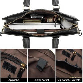 BOSTANTEN Leather Lawyers Briefcase Shoulder Laptop Business Slim Bags for Men