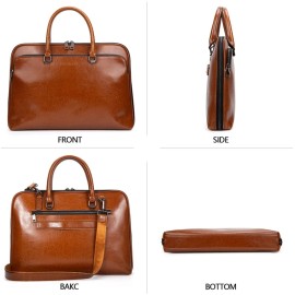 Blofinche Genuine Leather laptop Briefcase: Messenger shoulder bag 15 16 inch