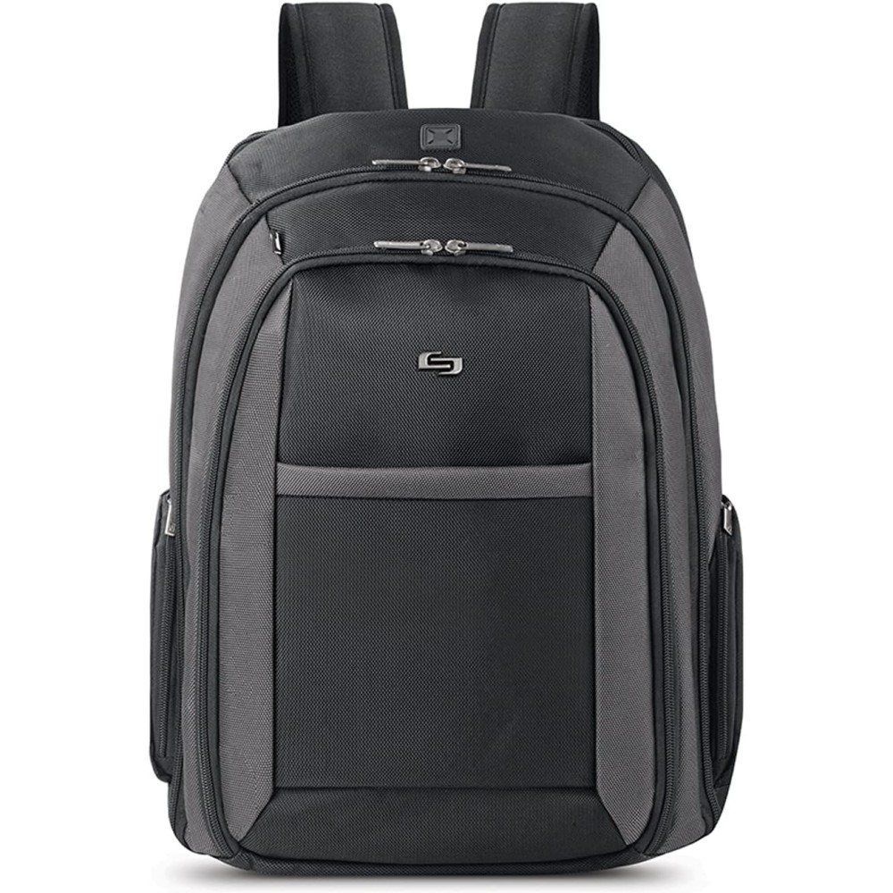 Solo New York Metropolitan 16 Inch Laptop Backpack with Removable Sleeve, Black/Grey