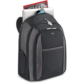 Solo New York Metropolitan 16 Inch Laptop Backpack with Removable Sleeve, Black/Grey