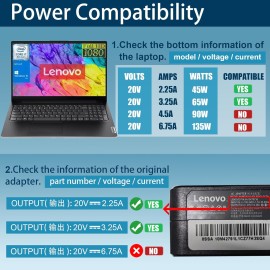 Lenovo 45W Laptop Charger 19.5V 2.31A Blue Tip Smart Power AC Adapter
