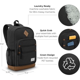 Solo New York Re:Fresh Machine Washable Backpack, Black, Fits Up to 15.6" Laptop