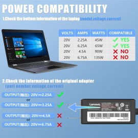 Lenovo 65W 45W AC Charger Blue Tip Laptop Adapter Power Cord