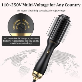Angilala 110~250V Dual Voltage Hair Dryer Brush for International Travel, EU/UK Plug Adapter & Travel Case Included, Europe Travel Essentials for Women