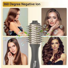 Nicebay Hair Dryer Brush, Hot Tools Blow Dryer Brush for Women, One Step Blowout Brush with Display Screen, Oval Ceramic Barrel, Negative Ion, Black and Gold