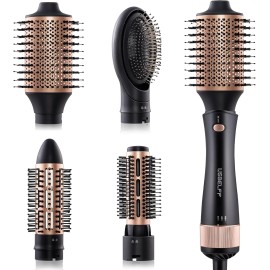 Hair Blow Dryer Brush Set - Versatile Detachable Negative Ion Styler Kit, Ceramic Barrel Hot Air Brush Tools for Volumer, Dry, Slightly Curly, for Women Middle to Long Hair