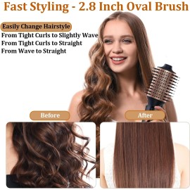 Hair Blow Dryer Brush Set - Versatile Detachable Negative Ion Styler Kit, Ceramic Barrel Hot Air Brush Tools for Volumer, Dry, Slightly Curly, for Women Middle to Long Hair