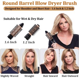 Hair Blow Dryer Brush Set - Versatile Detachable Negative Ion Styler Kit, Ceramic Barrel Hot Air Brush Tools for Volumer, Dry, Slightly Curly, for Women Middle to Long Hair