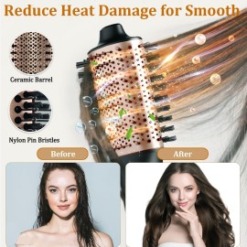 Hair Blow Dryer Brush Set - Versatile Detachable Negative Ion Styler Kit, Ceramic Barrel Hot Air Brush Tools for Volumer, Dry, Slightly Curly, for Women Middle to Long Hair