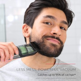 Remington Vacuum Beard Trimmer,13 Length and Style Settings with Adjustable Length Comb (2-18mm),Vacuum Trimmer for Beard, Mustache, and Stubble, Rechargeable Lithium Power, Washable, Removable Blades